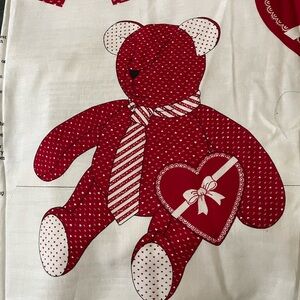 Cranston Teddy Love Cotton Fabric Panel Plush Bear Stuffed Animal Red White DIY